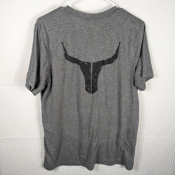 The Gramblin’ Band Gray T-Shirt Men’s Large Bella+Canvas USA Strong Western Bull - Picture 1 of 5